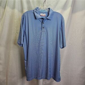 Grand Slam Blue Herringbone Classic Fit Short Sleeve Polo Shirt Size Large